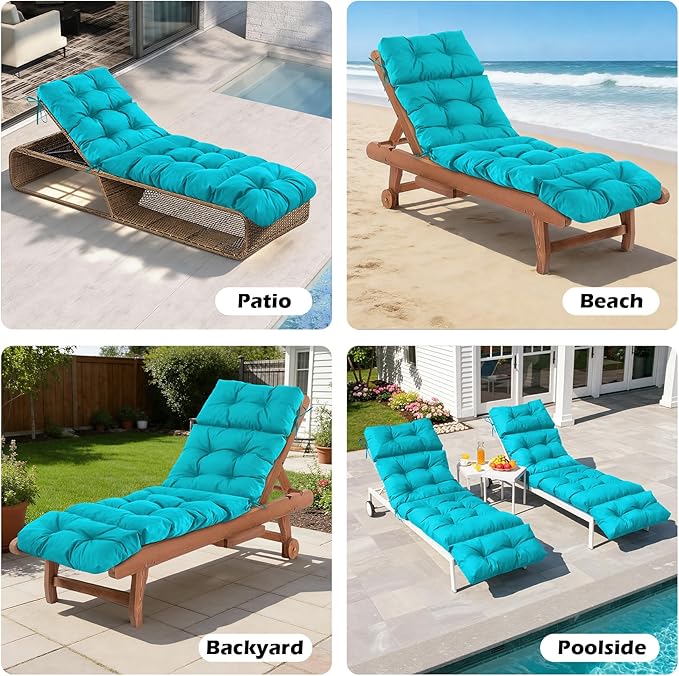 Chaise Lounge Cushions Outdoor, Waterproof & Fade Resistant Patio Lounge Chair