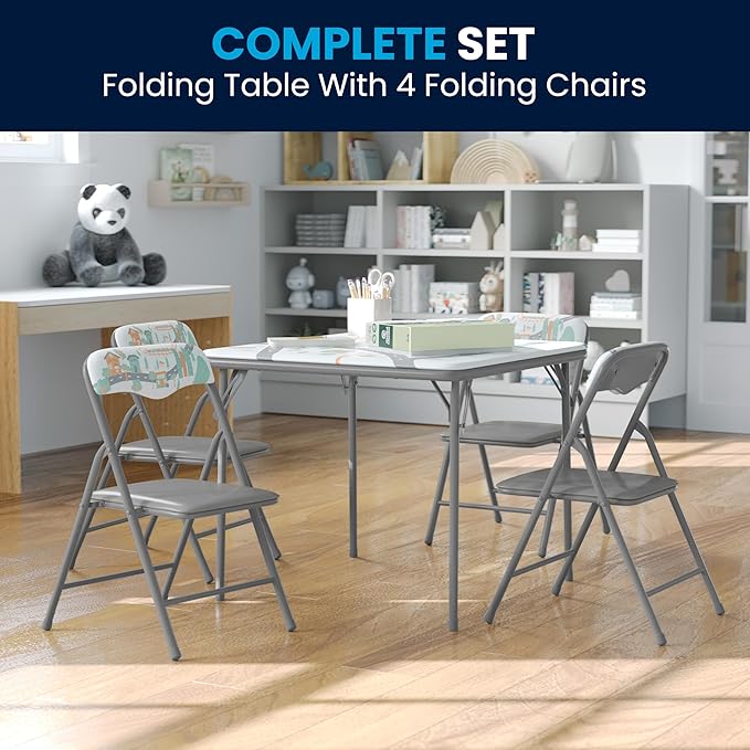 Flash Furniture Mindy Kids 5-Piece Folding Square Table and Chairs Set