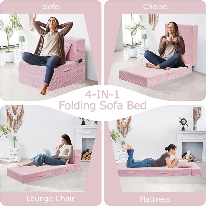 Folding Sofa Bed, 4 in 1 Convertible Sleeper Chair