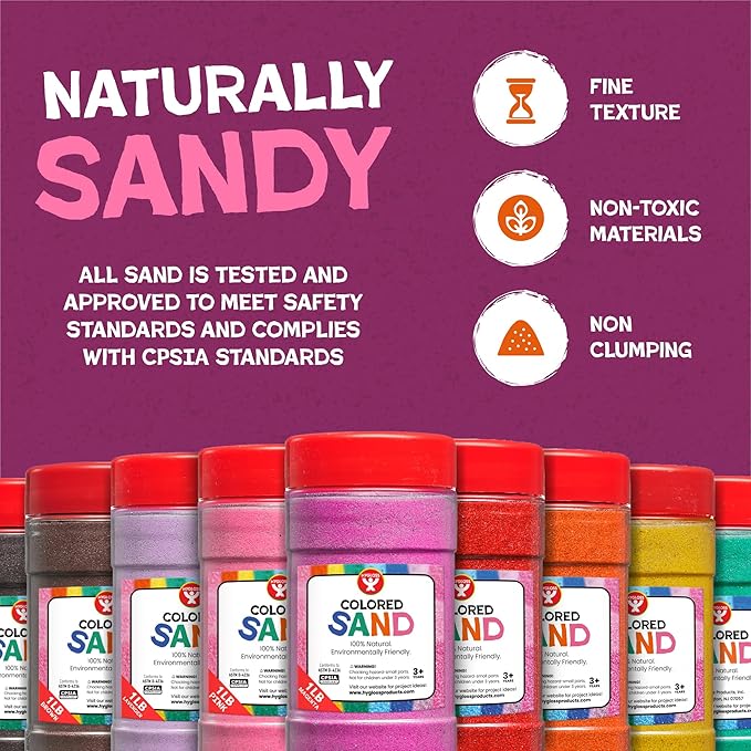 Hygloss Colored Sand for Crafts – 1 lb Bottle, Light Blue – Vibrant Colorful Fine Sensory Play Sand Art Kits for Kids – Classroom Activities for Children 3 4 5 6 7 8 9 10 11 12 – Safe for Ages 3+