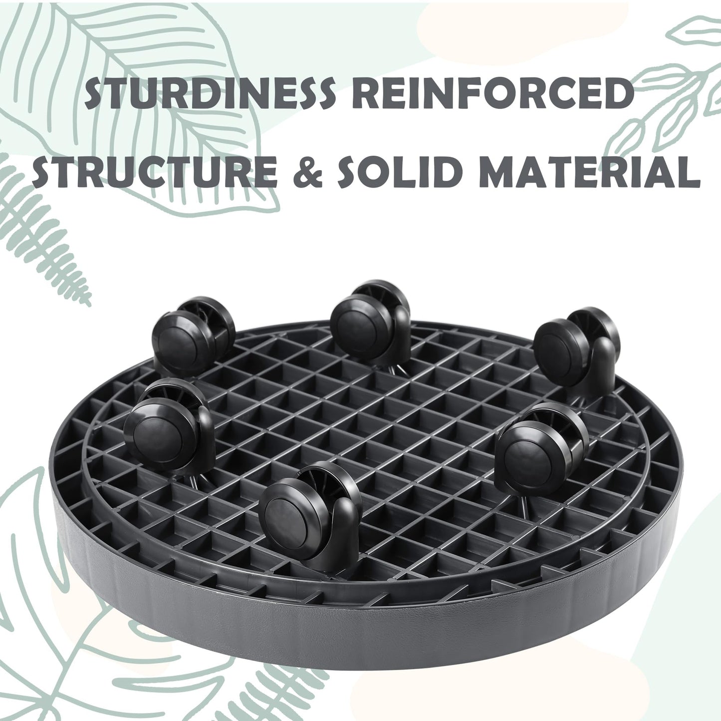 3PCS,14.2 Inch, Planter Caddies Rolling Saucer Caddy with Wheels, Heavy Duty Wheeled Stand for Potted Plant, Round Coaster Roller Base Tray with Casters, Flower Pot Dolly Holder for Indoor Outdoor