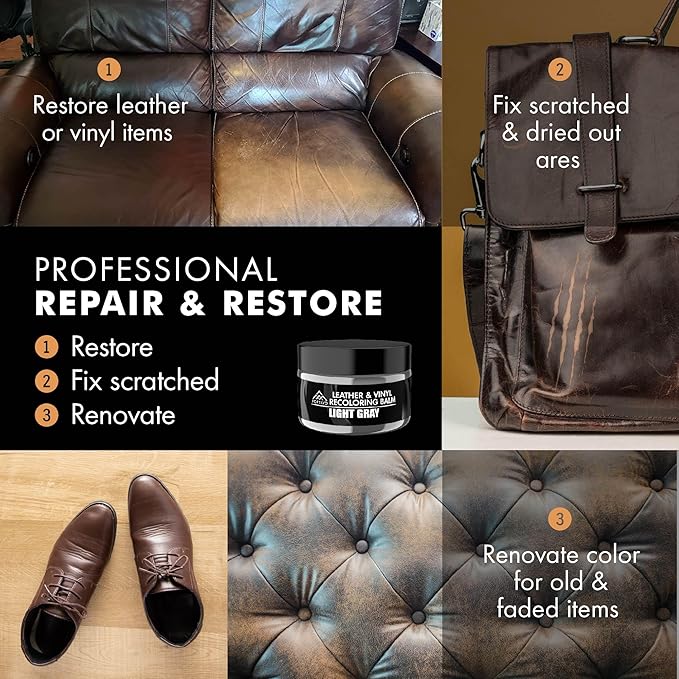 FORTIVO Leather Recoloring Balm, Color Restorer, Scratch Remover, Couch Paint