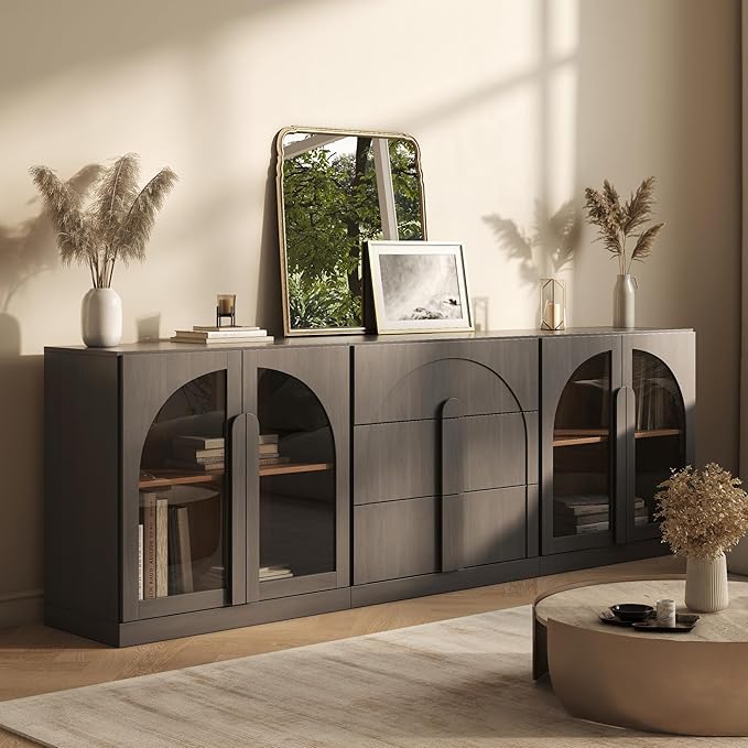 BELLEZE 3-Piece Modular Sideboard Cabinet Freely Configurable, Modern Wood