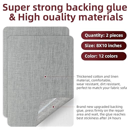 Self-Adhesive Fabric Repair Patches, Large Size 8X11 inch Linen Furniture