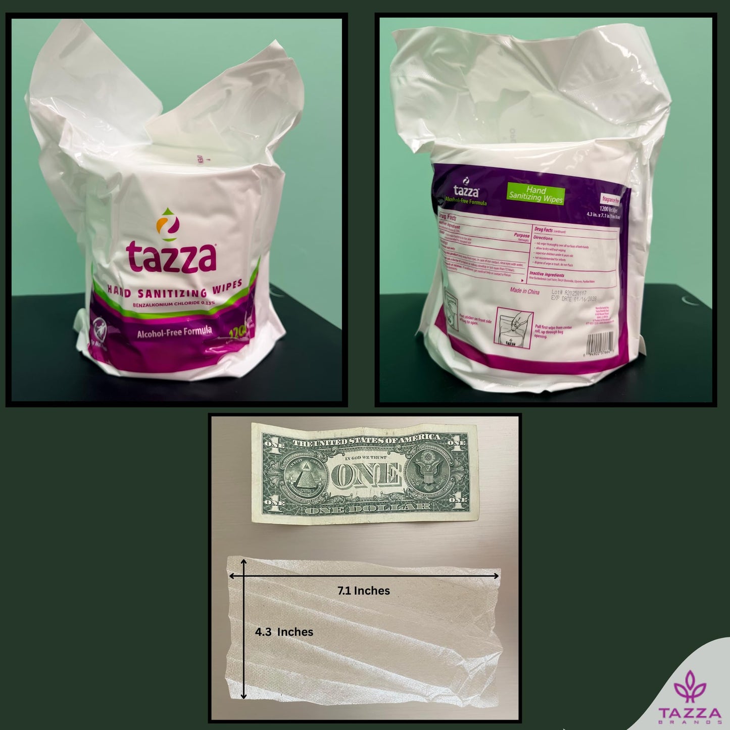 Tazza TAZZAWP1200 Wet Wipes - Bulk 4 x 1200 Ct, Durable Pre-Saturated Cleaning Gym Equip Wipes. 1 penny a wipe!