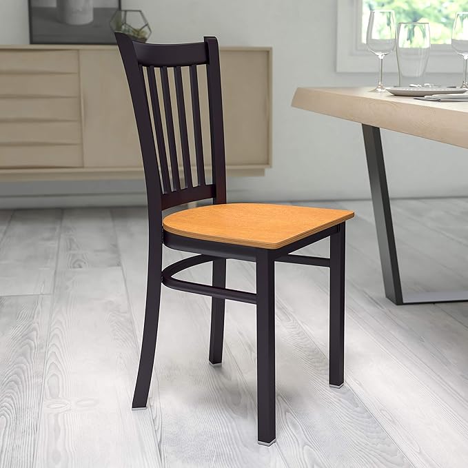 Flash Furniture HERCULES Series Black Vertical Back Metal Restaurant Chair