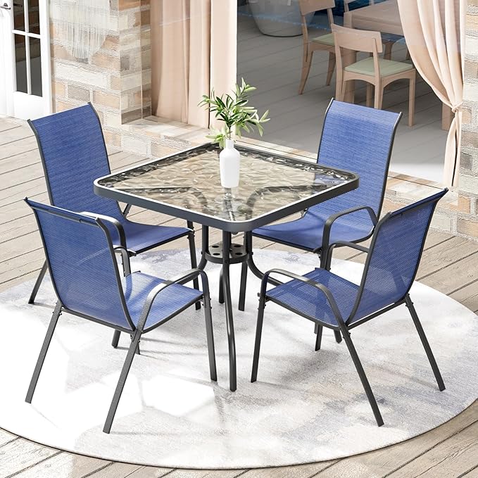 Arlopu 5 Piece Outdoor Patio Dining Set, Porch Furniture