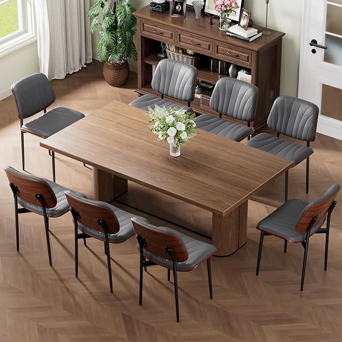 REONEY Dining Chairs Set of 4, Mid-Century Modern Upholstered PU Leather Chairs