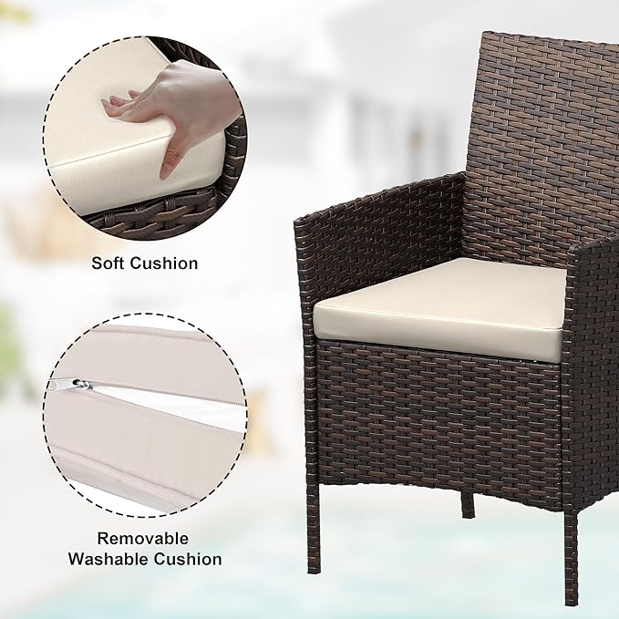 GarveeLife 3-Piece Patio Furniture Set, Rattan Outdoor Furniture