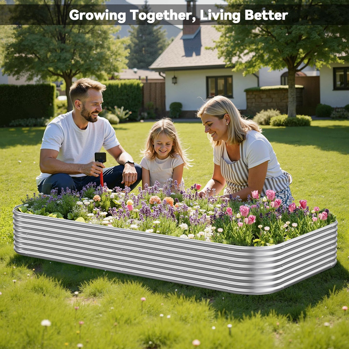 OZMSHF 3 Pack 6x3FT Raised Beds for Gardening, Corrugated Galvanized Steel Raised Garden Bed, Outdoor Metal Above Ground Garden Bed for Vegetables and Flowers