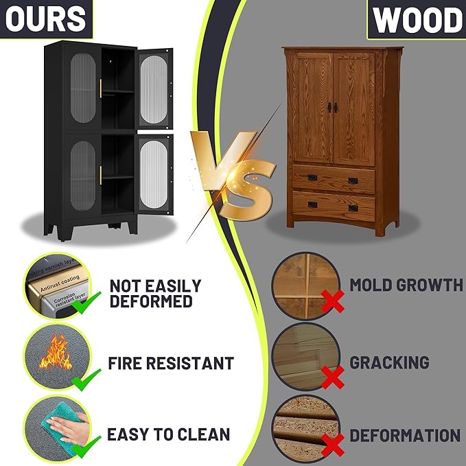 PAOFIN 61" Black Pantry Storage Cabinet, Kitchen Pantry Cabinet