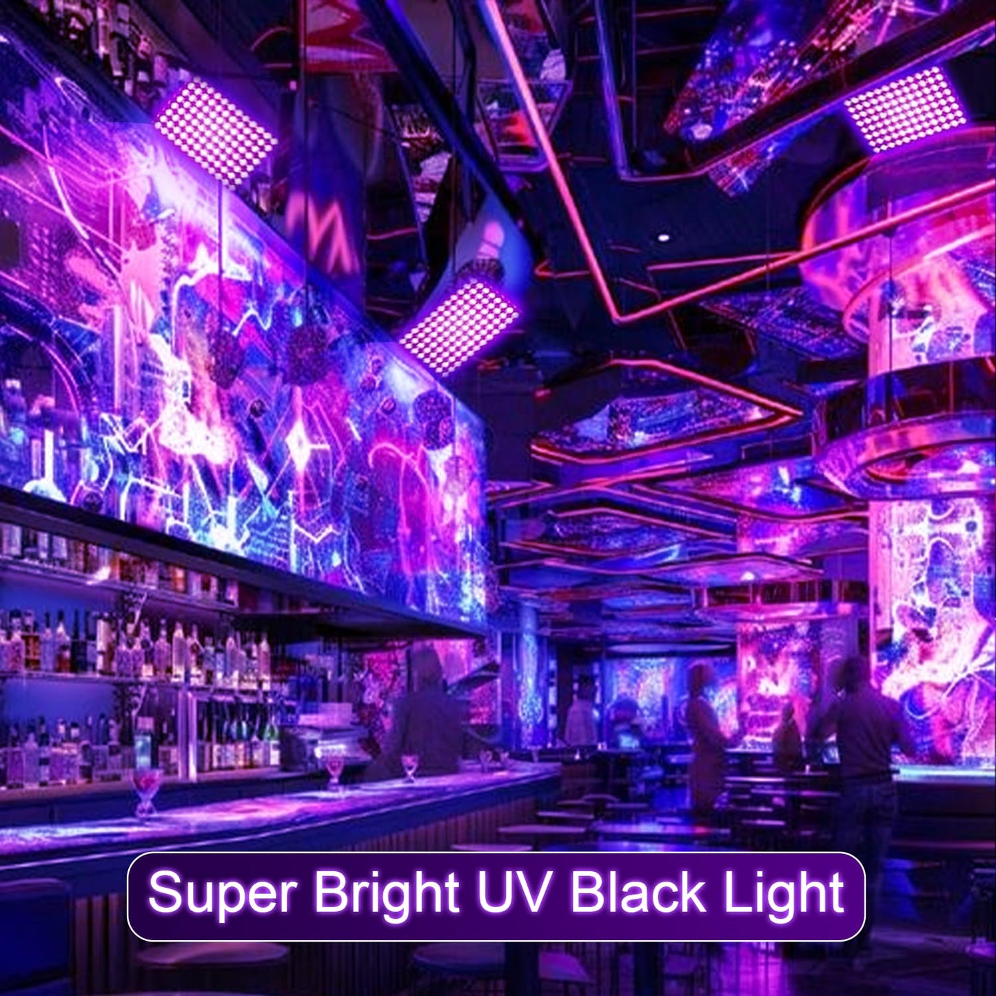 Indmird 100W Black Lights, Blacklight Flood Light with Plug and Switch,for Glow Party, Halloween, Fluorescent Poster, Stage Lighting, Body Paint