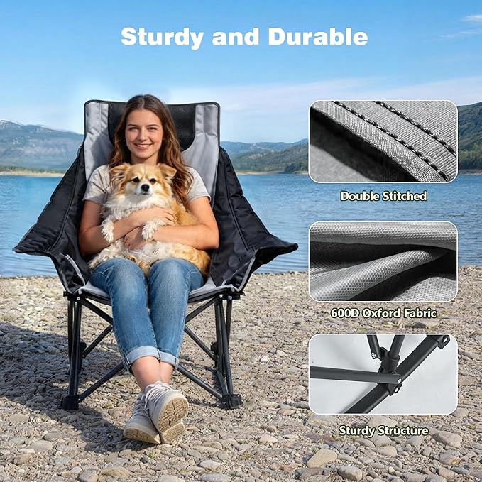 SUNNYFEEL Oversized Rocking Camping Chair 2 Pack, Fully Padded Patio Chair