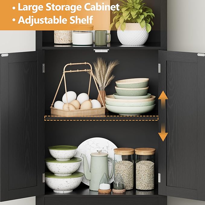 Bookshelf with Doors, Floor Standing Display Storage Cabinet