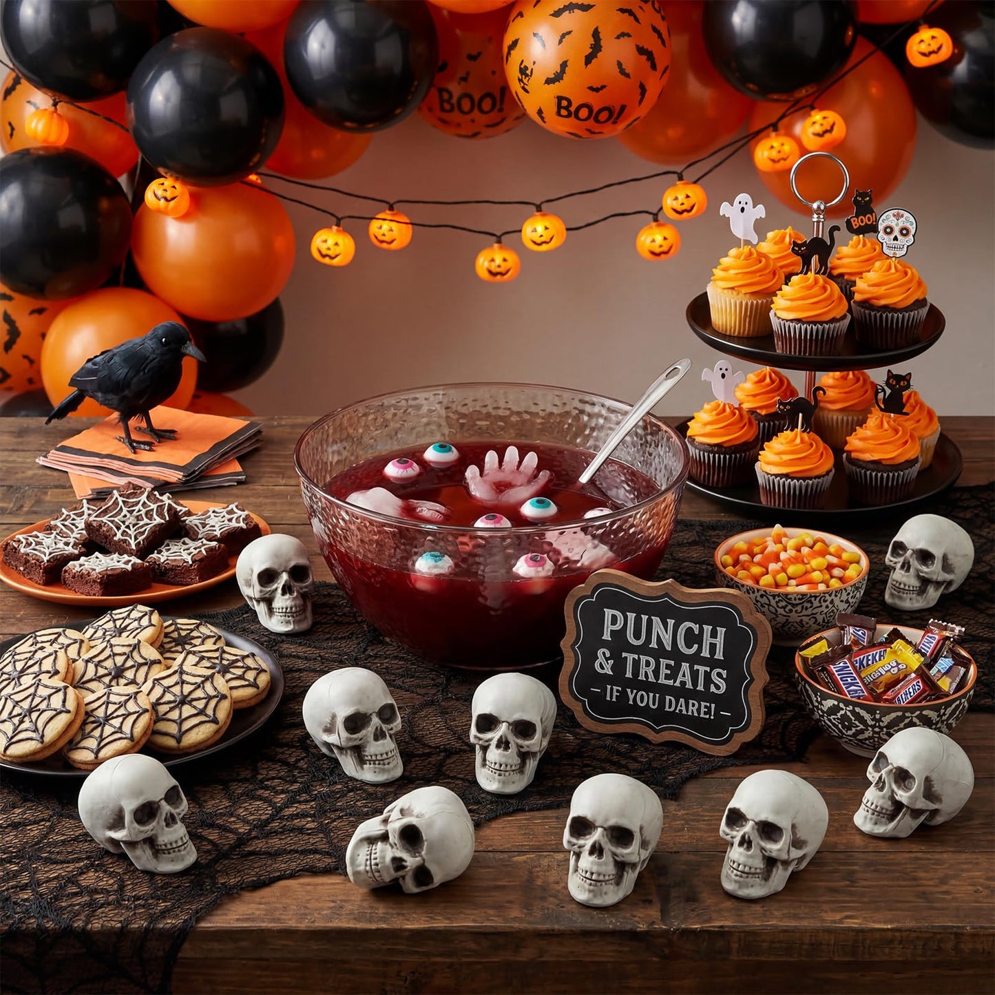 12 PCS Mini Skull Heads, 2 Inch Realistic Plastic Skeleton Skulls for Halloween Decor, Gothic Home Decor, Haunted House Props, DIY Crafts & Party Table Decor