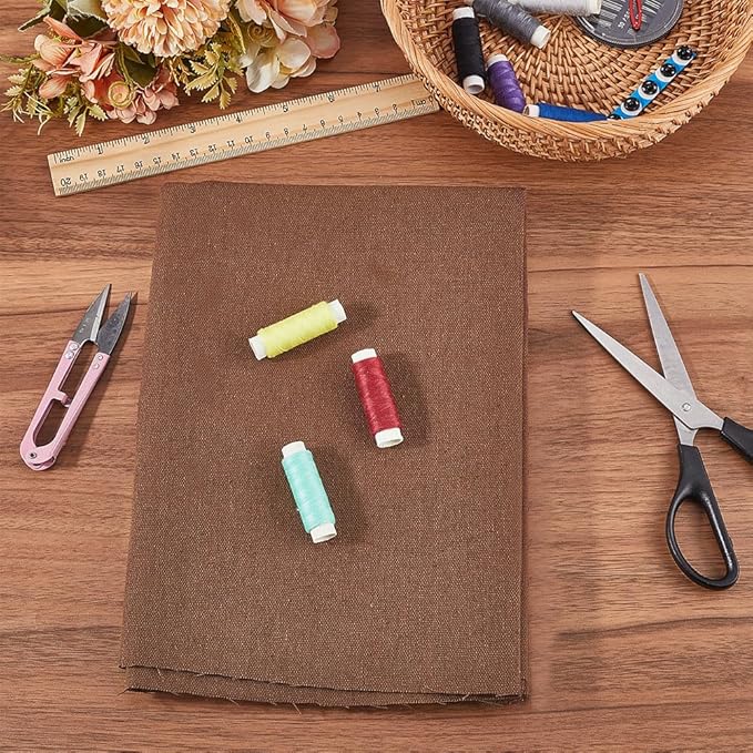 59.06 Inch Coffee Brown Needlework Fabric Natural Cotton Linen Cloth Quilting