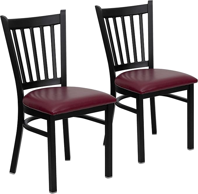 Flash Furniture 2 Pack HERCULES Series Black Vertical Back Metal Restaurant