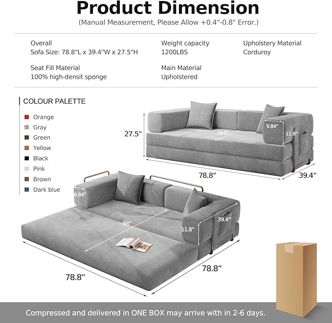MoonSpeak 78.8''Sleeper Couch Bed