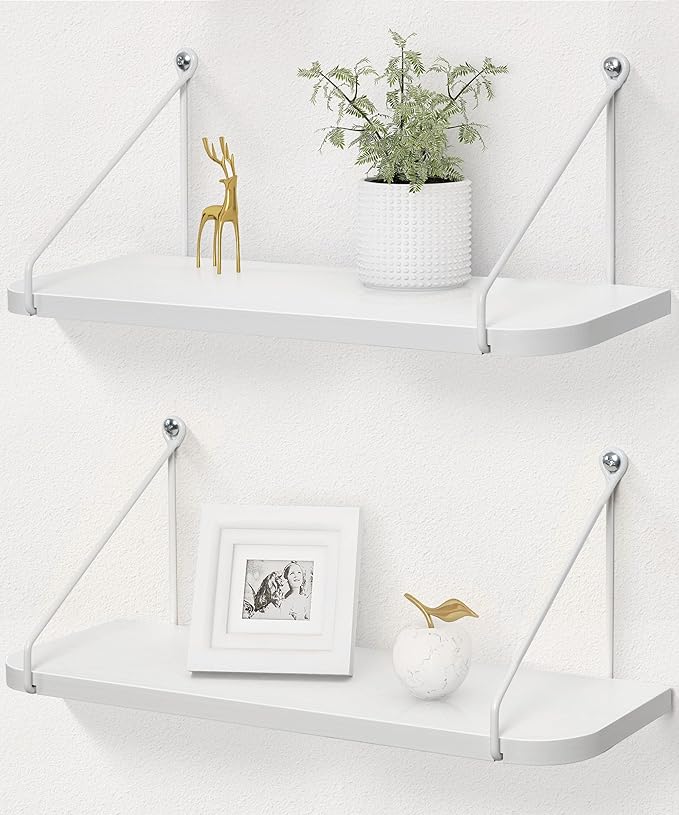 Afuly White Floating Shelves, 24 inch Long Shelves