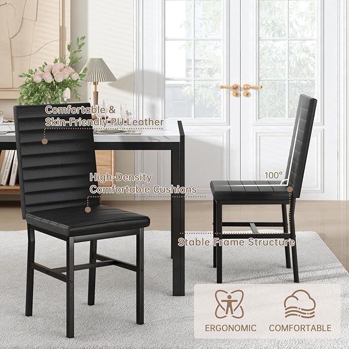 Recaceik Dining Table Set for 4, Modern 5 Piece Dining Table Set Faux Marble
