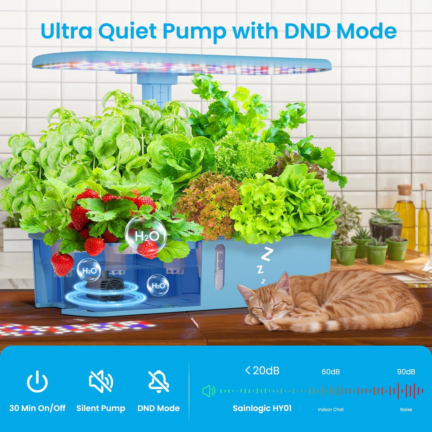 Sainlogic Hydroponics Growing System, 12 Pods Indoor Garden 24W Adjustable-Height LED Grow Light, Gift for Mom, APP & WiFi Smart Planter, Quiet Pump, Auto Timer, for Herbs Vegetables Flowers
