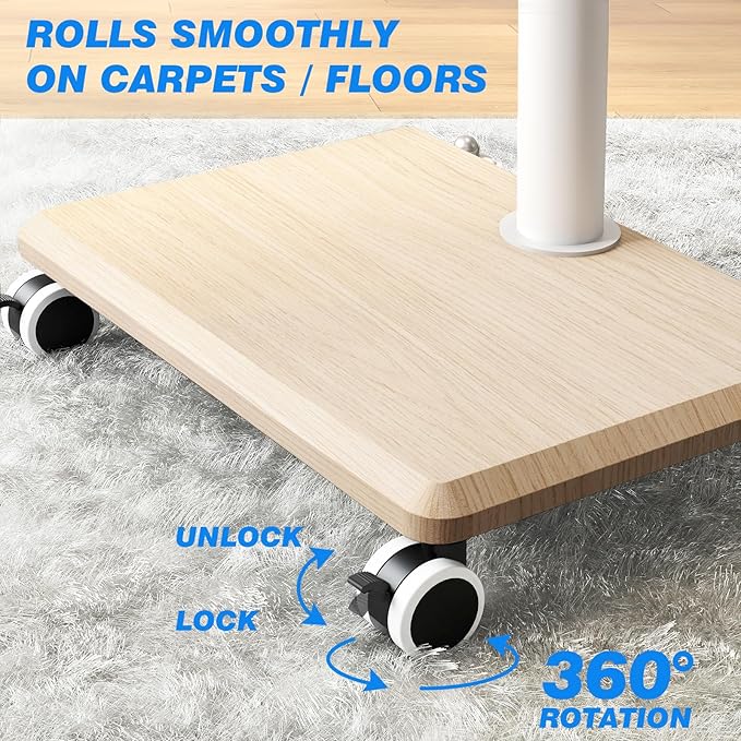 Rfiver Rolling TV Stand for 32 to 55 60 Inch TVs up to 88lbs, Height Adjustable