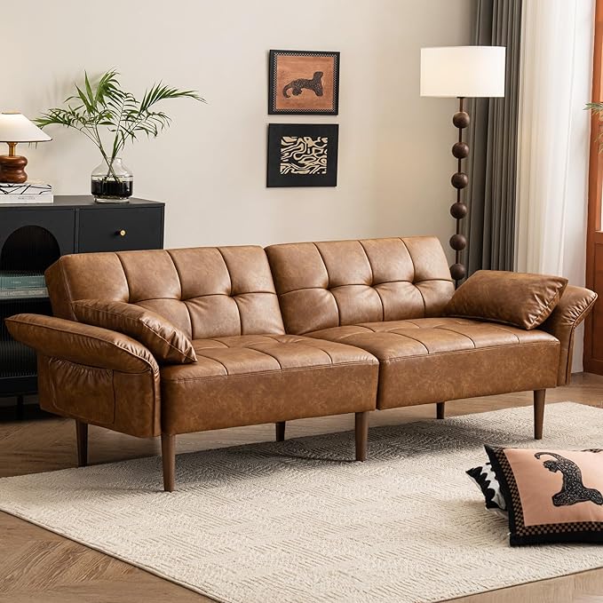 HALLYBEE 85” Futon Sofa Bed, Sleeper Sofa, Small Couch