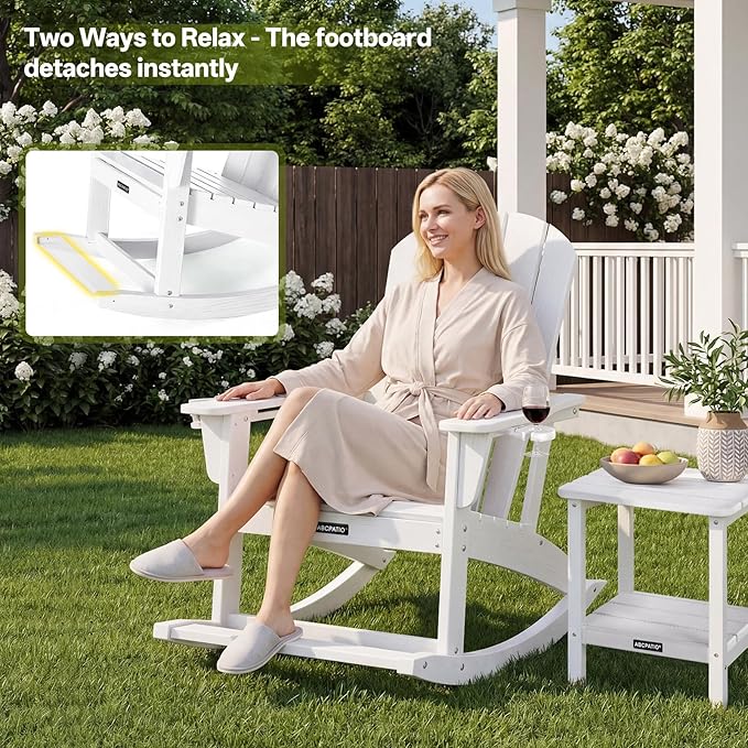 Outdoor Oversized Adirondack Rocking Chairs, All Weather HDPE Patio Rocking