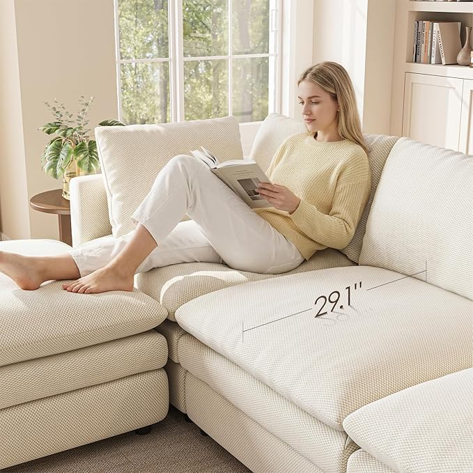 97" Cloud Couches for Living Room, 29.1" Deep Seat Modular Sectional Sofa