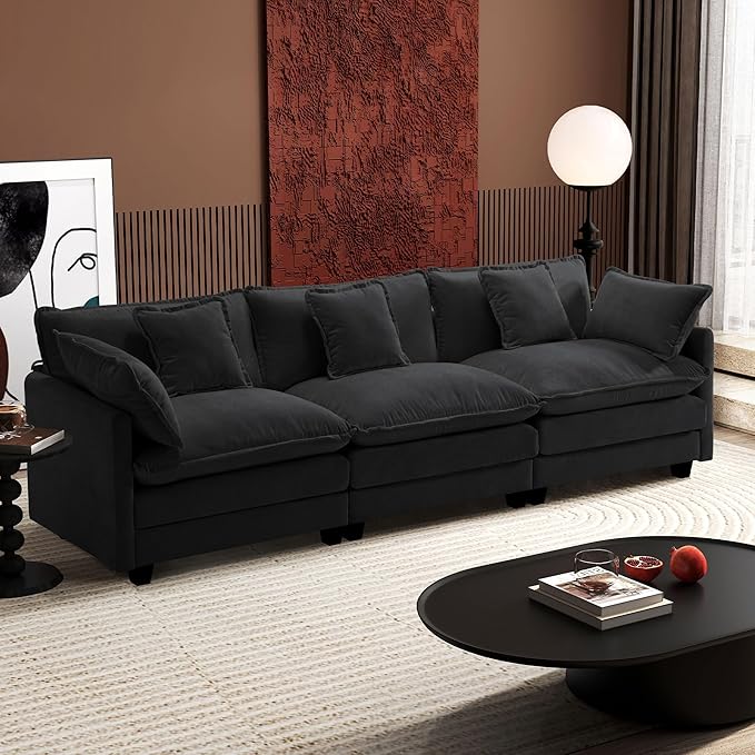 Ihanherry 111.4 Inch 3-Seater Cloud Sofa, Modular Sectional Couch, Modern Deep
