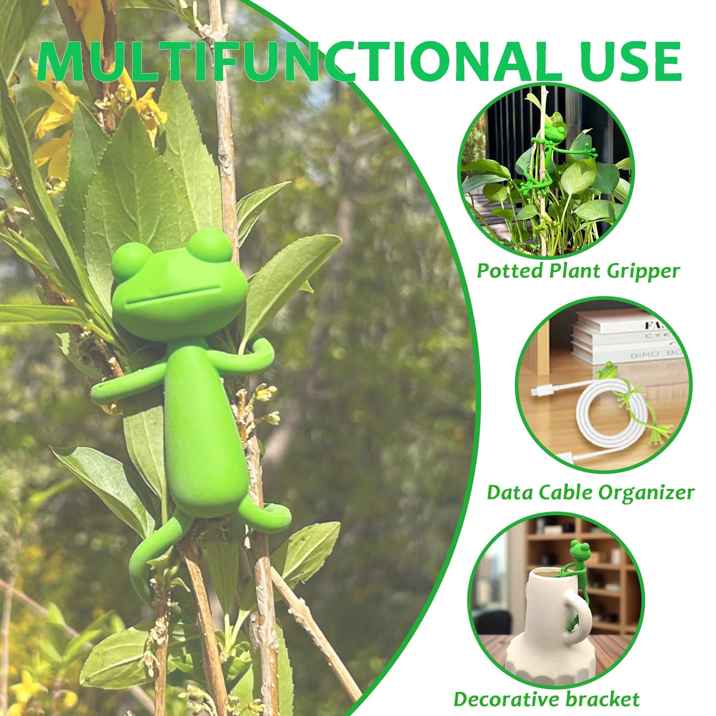 YQCBSU 2025 New Bendable Frog Moss Pole, Monstera Plant Stakes, Plant Support for Climbing Indoor Plants, Wall Clips for Potted Climbers, Plant Accessories for Gardening or Cable Management (6 Pcs)