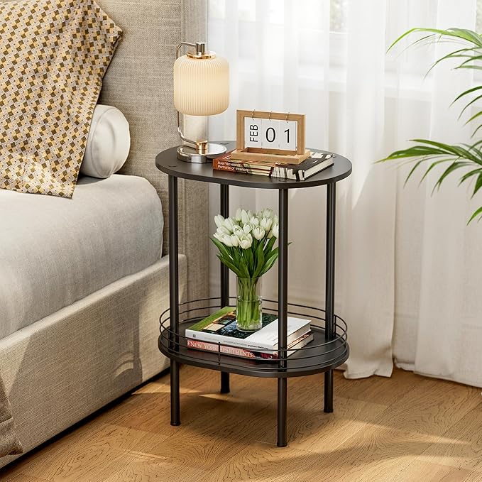 Nightstand Set of 2, Small Modern Round Side Table