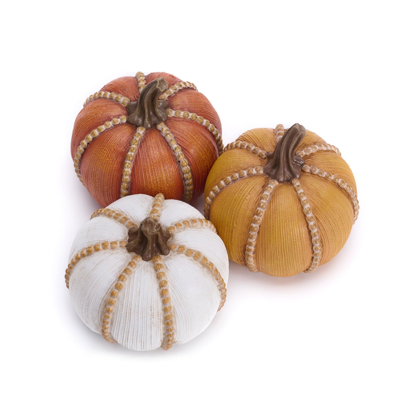 Valery Madelyn Fall Decorations for Home, Set of 3 Resin Fall Pumpkin Decor Indoor, Decorative Pumpkins Table Centerpieces Autumn Thanksgiving Halloween Decorations, 3.5 Inch