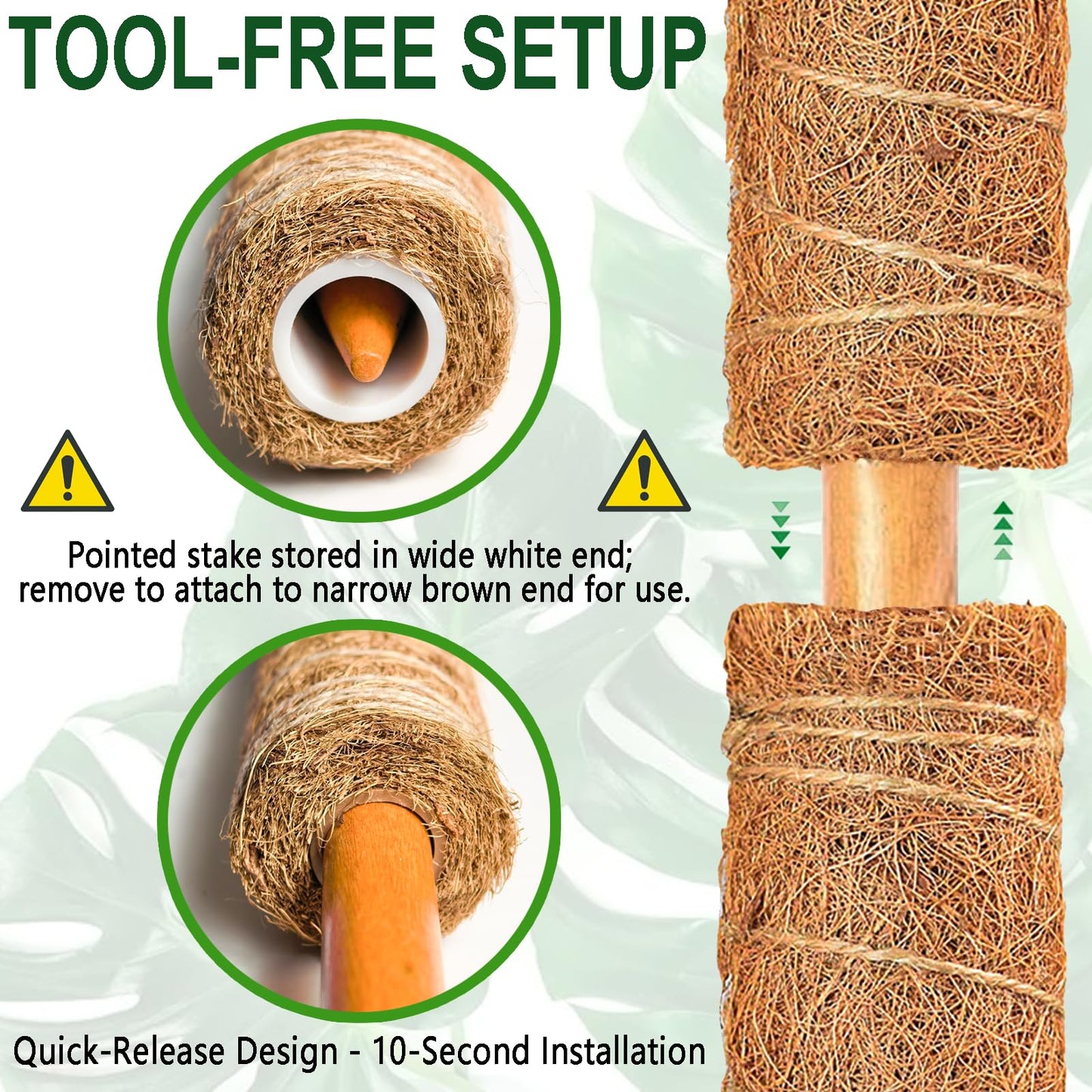 Soupiar 4 Pack 22 Inch Stackable Moss Pole - Thick & Sturdy Natural Coir Totem Plant Support & Garden Stakes for Monstera & Pothos, Indoor Climbing Vining Houseplants, 70" H Max