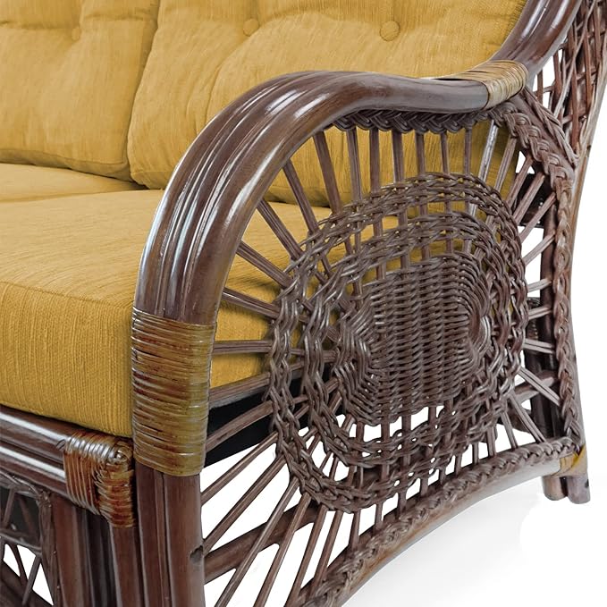 Malibu Lounge Set of 4: 2 Natural Rattan Wicker Chairs, Three-Seater Sofa