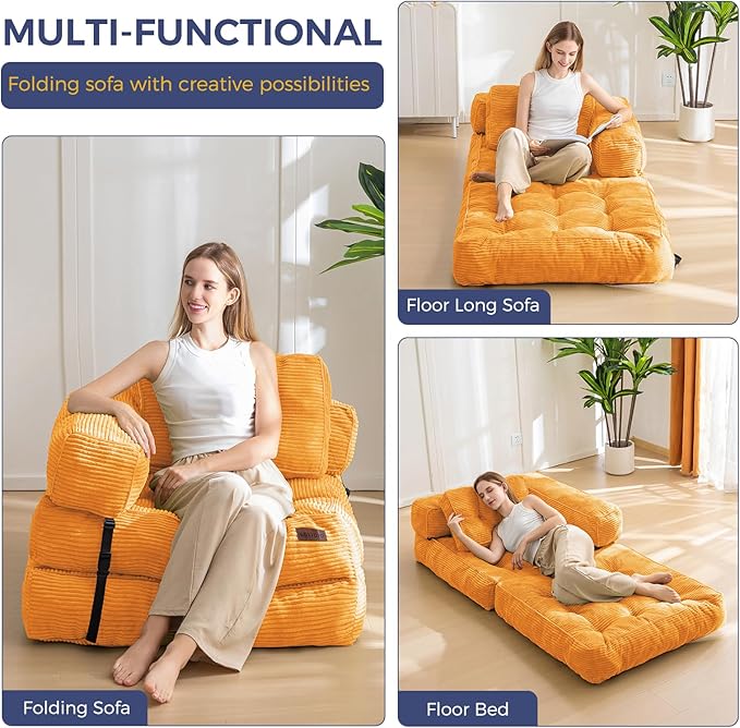 MAXYOYO Folding Sofa Bed, L-Shaped Convertible Sofa Bed Foldable Sleeper