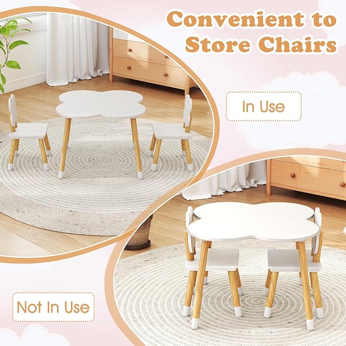 Costzon Kids Table and Chairs, Wooden Toddler Desk Set