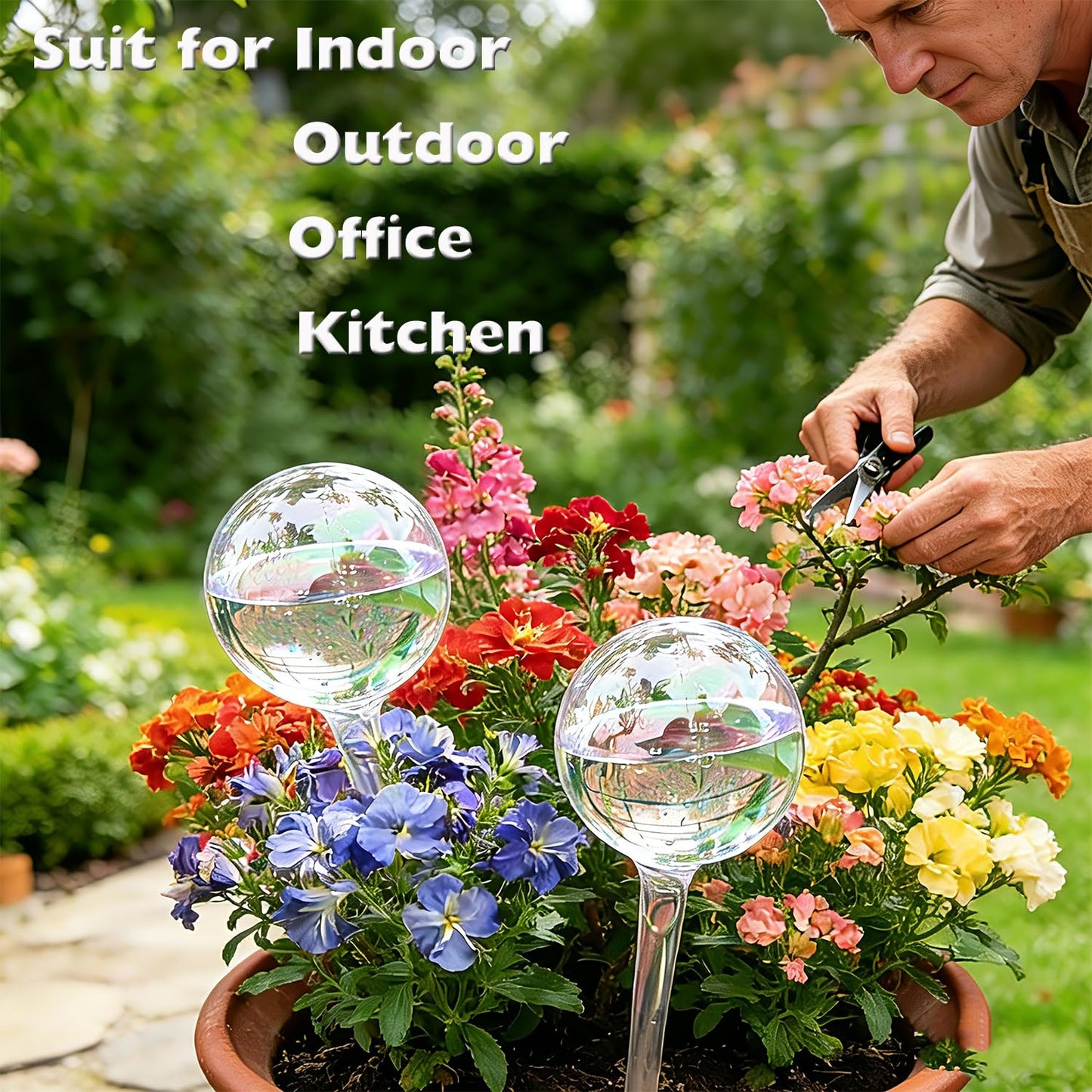 Wellinc Self Watering Globes for Plants – 12 Pack Large Automatic Watering Bulbs, Vacation Plant Watering Device for Indoor & Outdoor Potted Plants, Slow Release Plant Waterer for Water Conservation