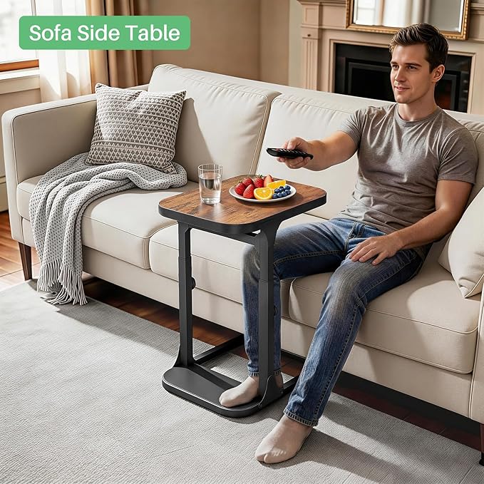 Kitstorack Ultra Stable & Durable End Table, Ajustable Height C Shaped Side