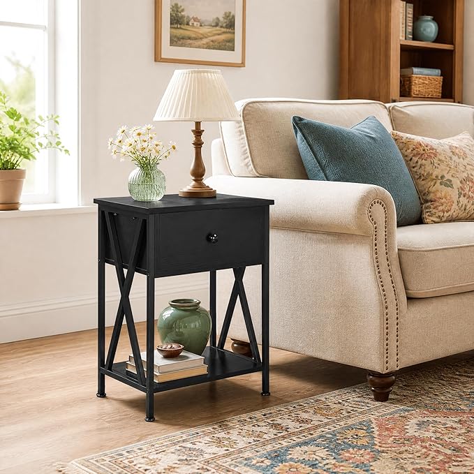 VECELO Nightstands Set of 2, Modern Bedside End Tables, Night Stands