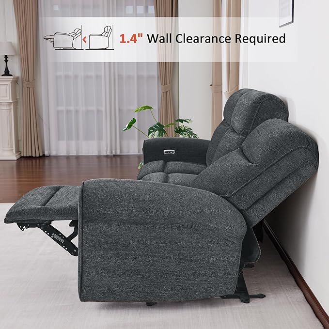 MCombo 87.8" Wall Hugger Power Reclining Sofa, 3-Seat Triple Recliner Couch