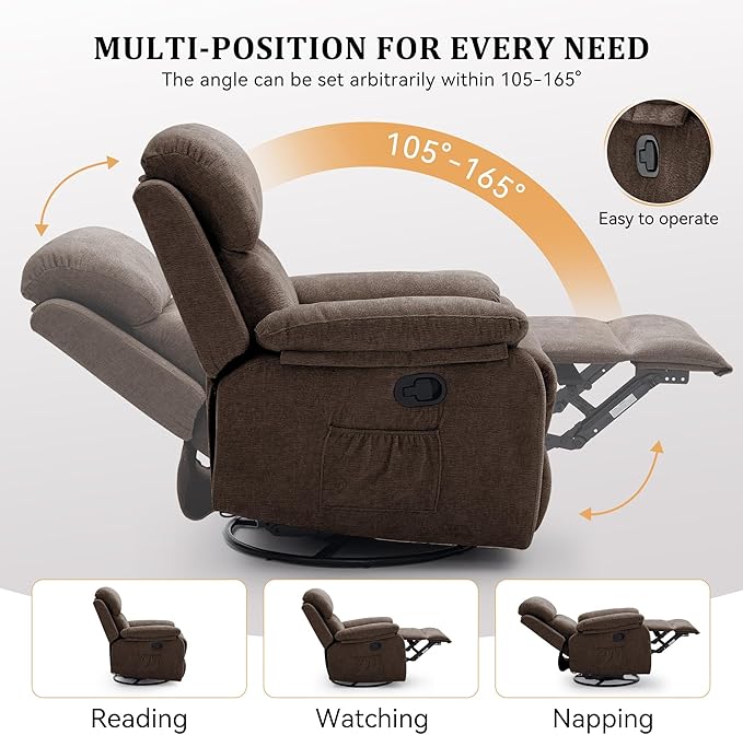 Korser Recliner Chair, 360 Swivel Rocker Chair