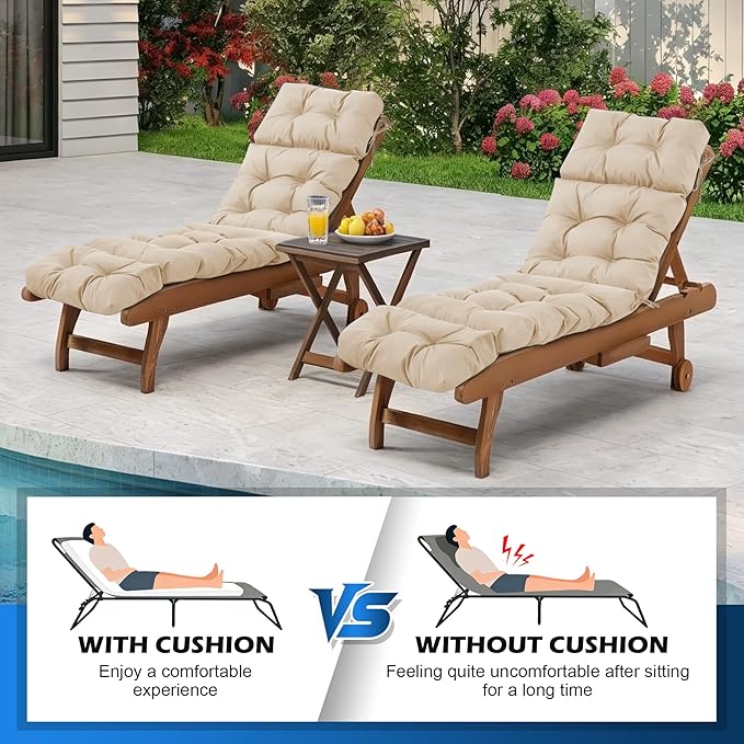 Chaise Lounge Cushions Outdoor, Waterproof & Fade Resistant Patio Lounge Chair