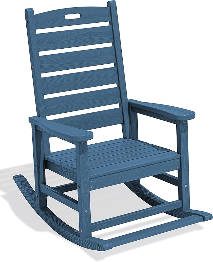 SERWALL Oversized Outdoor Rocking Chair, HDPE Patio Rocking Chair