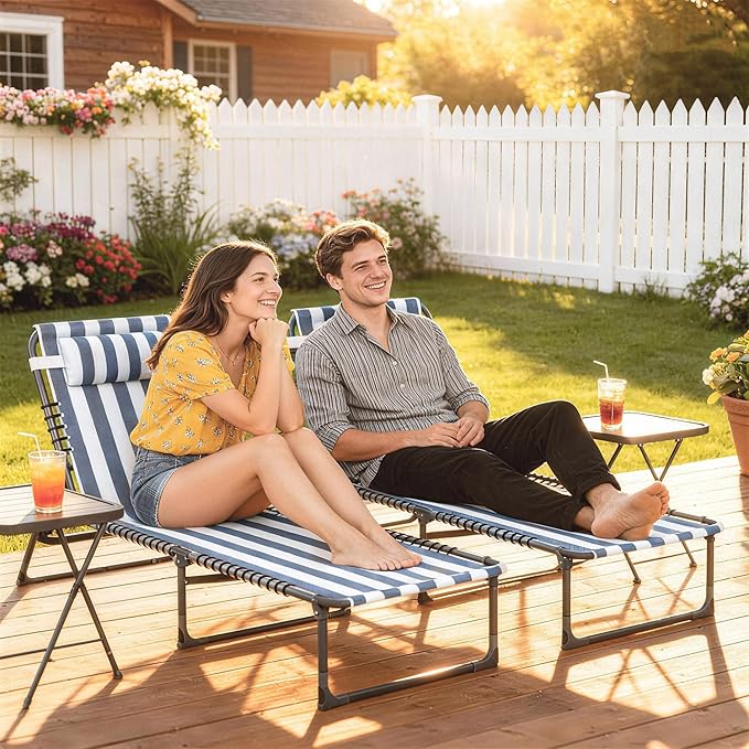 Outsunny Folding Chaise Lounge Chair Set of 2, Patio Sun Tanning Chair