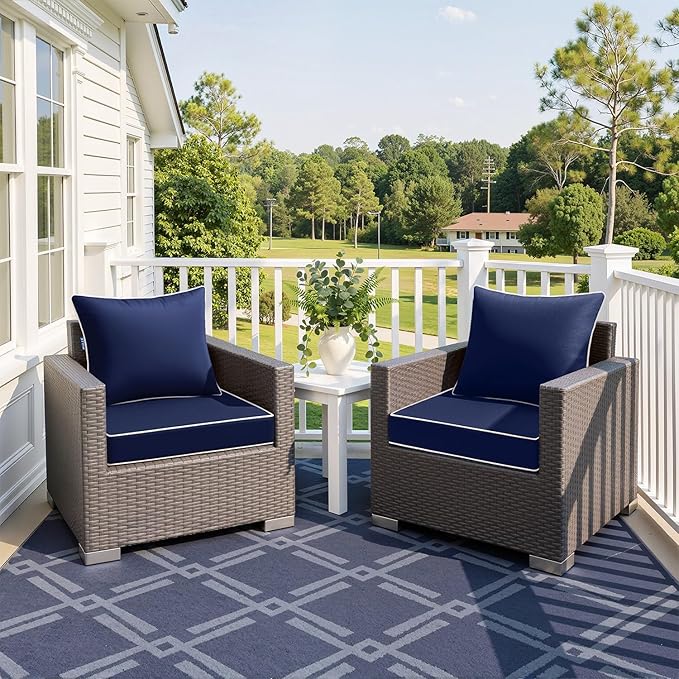 MIULEE Navy Outdoor Seat Cushion 24x24 Inch Waterproof & 3 Year Fade Resistant