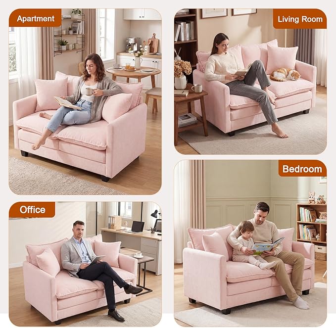 Loveseat Sofa Cloud Sofa Couch 50'', Modern Loveseats 2 Seat Couch 27" Deep Seat