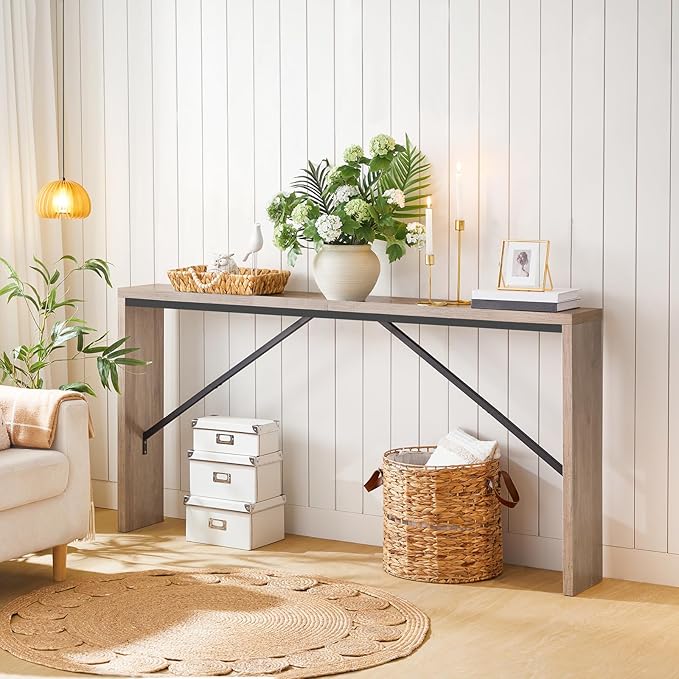 MAHANCRIS Console Table, 62.2" Long Sofa Table Behind Couch, Narrow Entryway