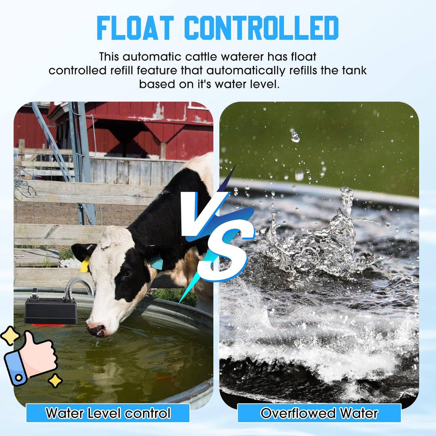 Threlaco 2 Pack Water Tank Float Valve Automatic Water Level Control Float Valve for Pond Farm Livestock Cattle Goat Horse Pool Aquariums Hydroponics and Reservoir Autofill Livestock Waterer