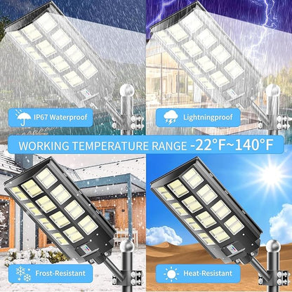8000W Solar Street Light,Solar Street Lights Outdoor Waterproof, 240000LM 7000K Solar Powered Street Light,Dusk to Dawn,with Motion Sensor,Solar Parking Lot Lights 12-Pack